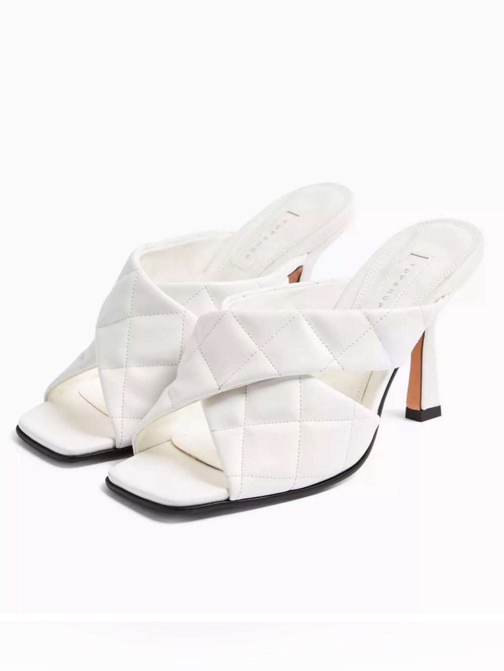 Topshop Quilted white Sandals for Women size 39 white open toe heels